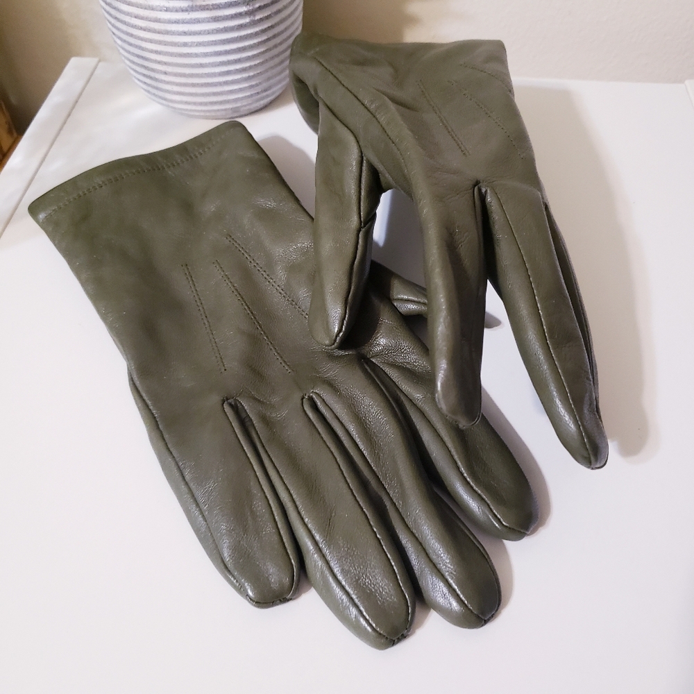 JOHN LEWIS NWOT Women's Leather Gloves - Khaki Green - L